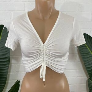 PrettyLittleThing ruched front crop tee
